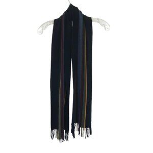 Ibex Mens Stripe Pattern Wool Fringe Winter Scarf